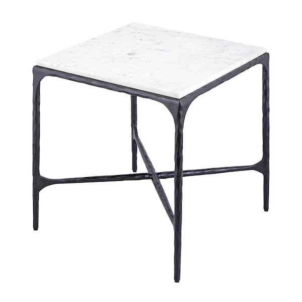 Accent Table, 20 In W, 20 In L, 22 In H, Metal Top